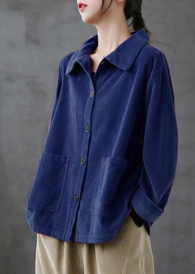 Jolijn | Ribfluwelen overshirt voor dames - Blauw/Verzending binnen 15 dagen