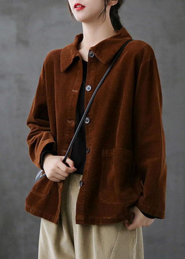 Jolijn | Ribfluwelen overshirt voor dames - Chocolade/Verzending binnen 15 dagen