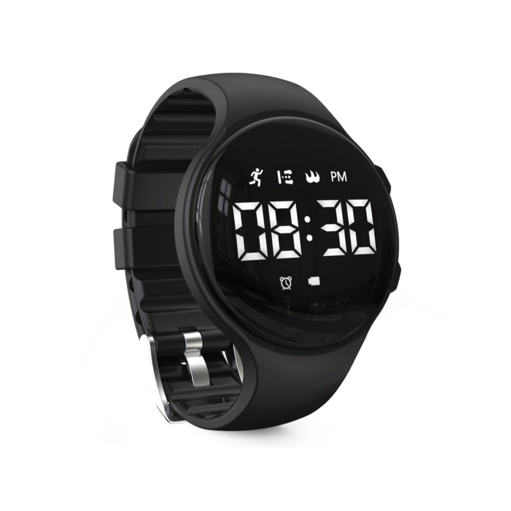 Jonas | Digitaal LED kinderhorloge met stappenteller - Zwart