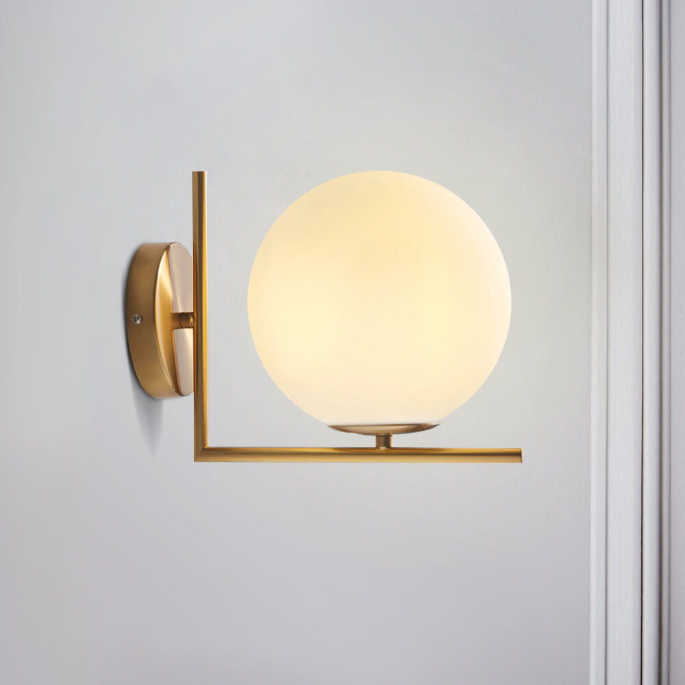 Joost | Messing wandlamp met glazen bol - foto 3