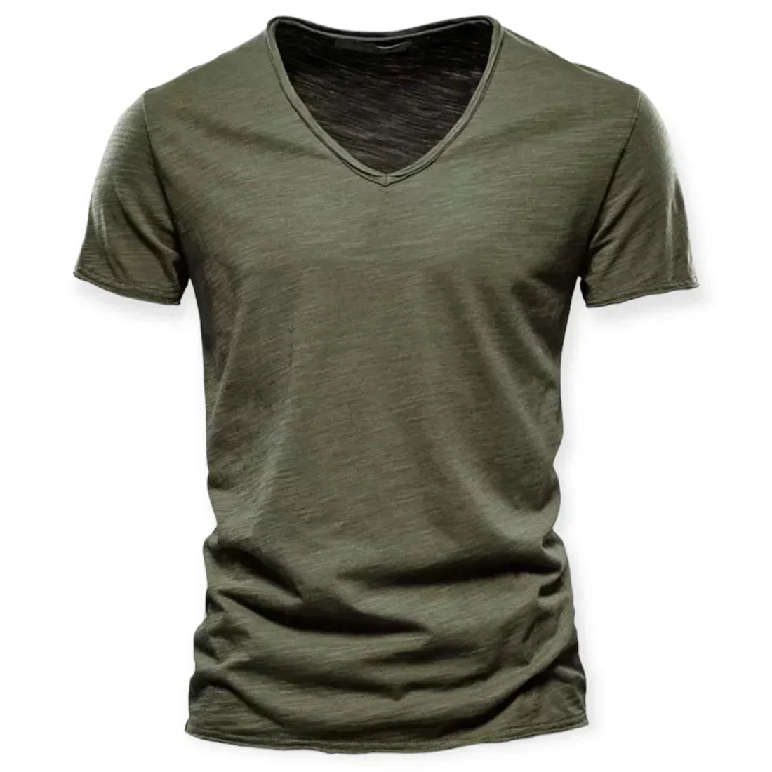 Jorn | V-hals T-shirt voor heren - Olijf
