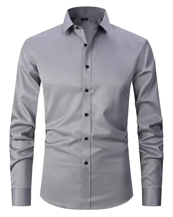 Jort | Strijkvrij slim fit overhemd voor heren - Grijs