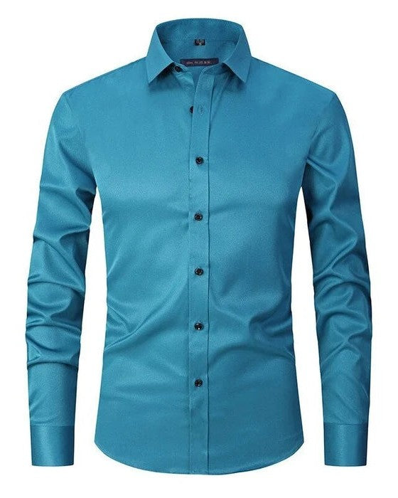 Jort | Strijkvrij slim fit overhemd voor heren - Turquoise