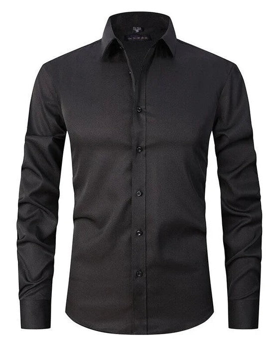 Jort | Strijkvrij slim fit overhemd voor heren - Zwart