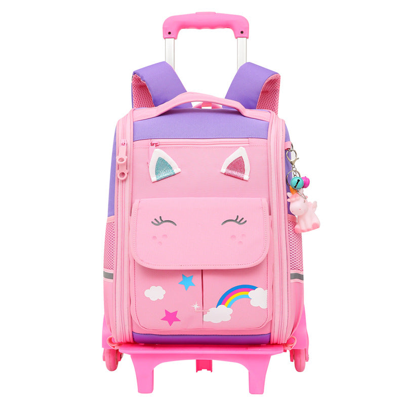 Jort | Trolley schooltas voor kinderen met dierenmotief - Roze