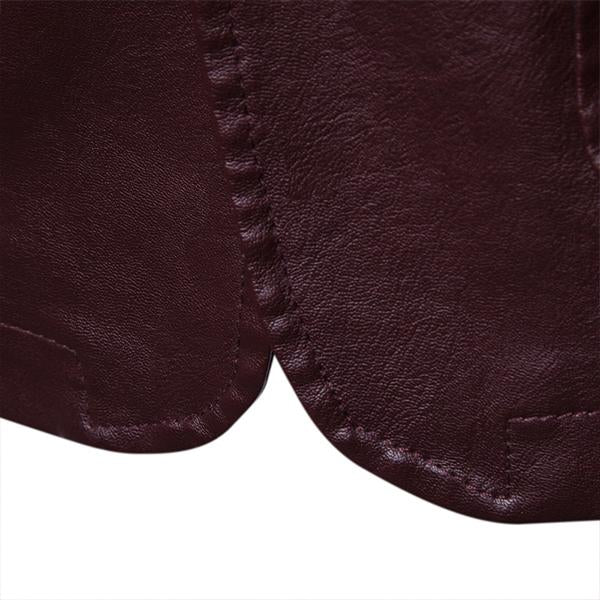 Veste en cuir slim fit vintage à deux boutons et col à revers pour hommes