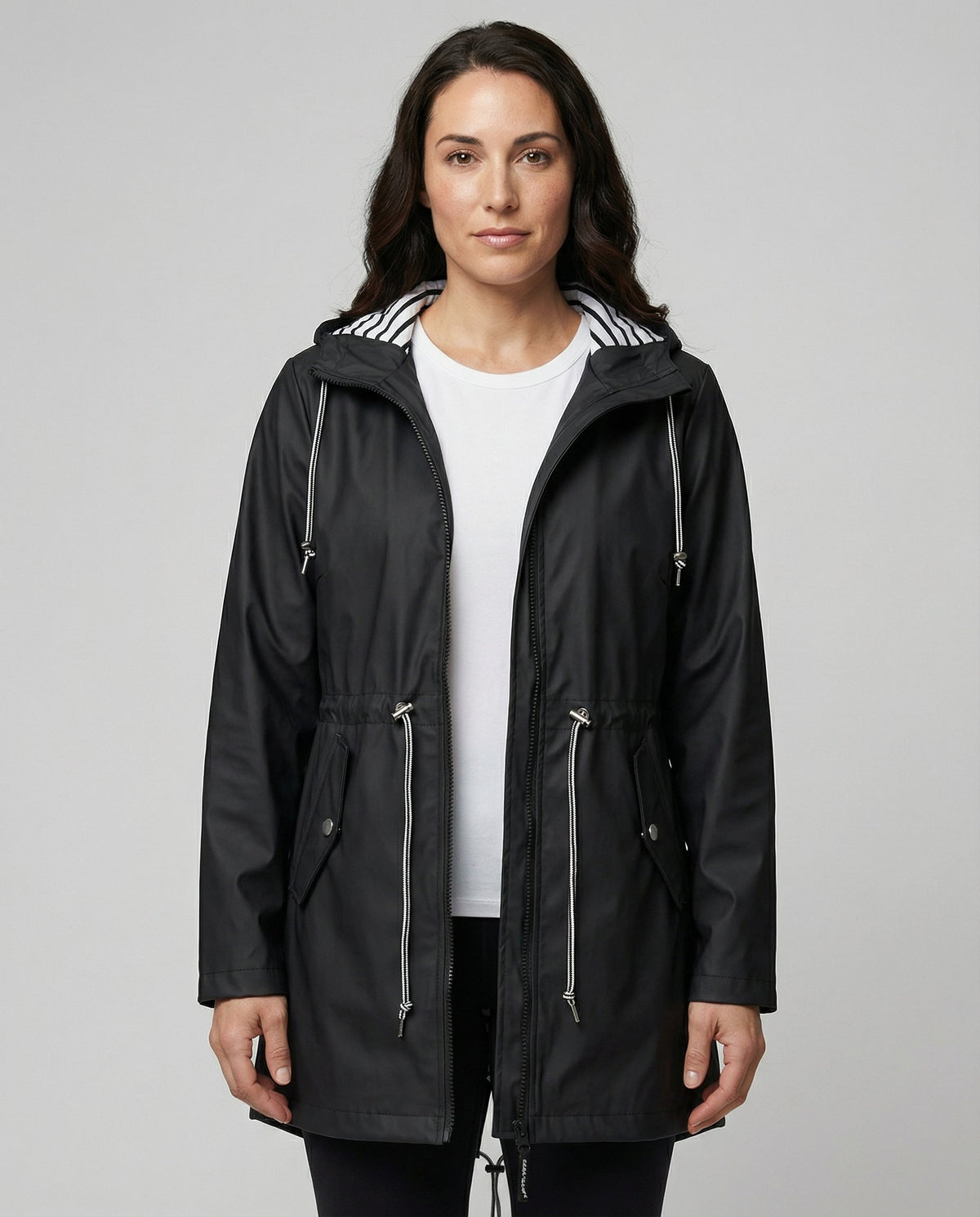 Julia | Regenjas met capuchon voor dames - Zwart