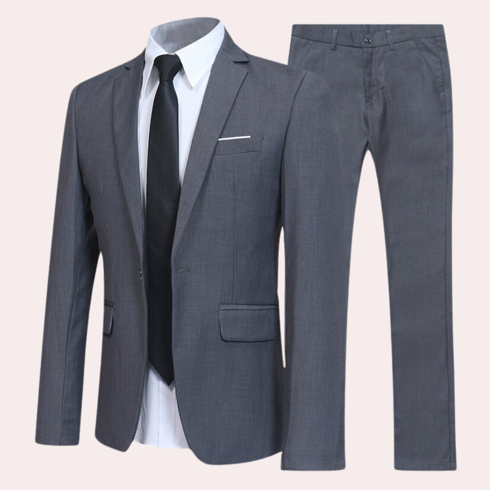 Jurriaan | Tweedelig pak voor heren met slim fit - Grijs