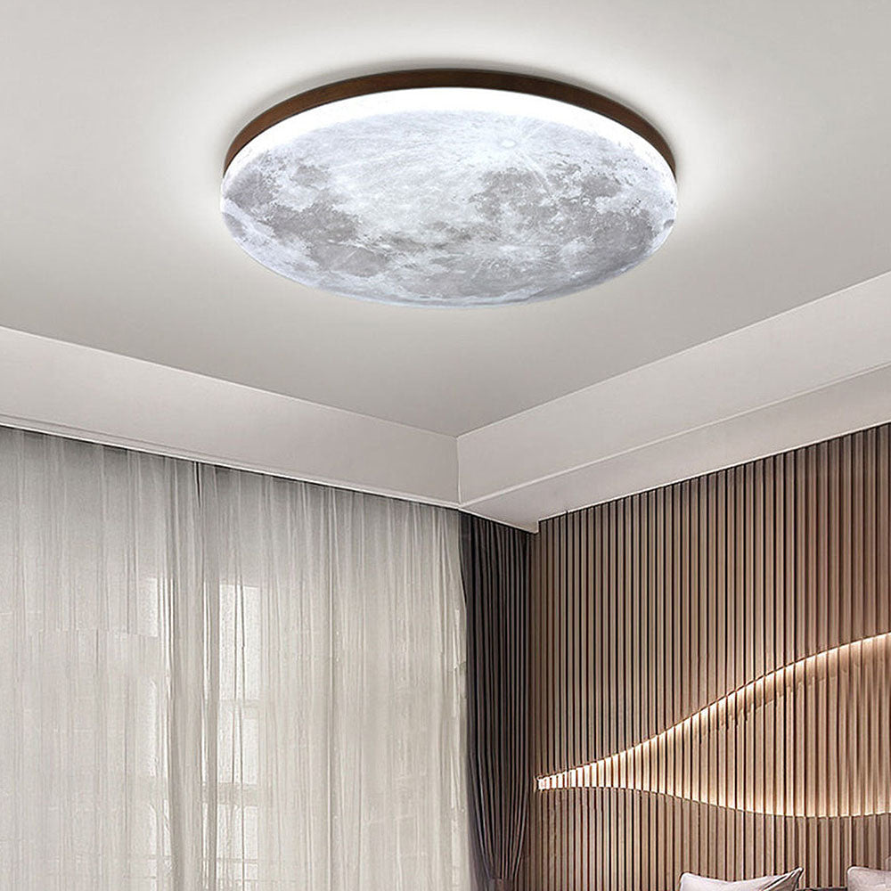 Kees | Houten plafondlamp met maandesign - Walnoot