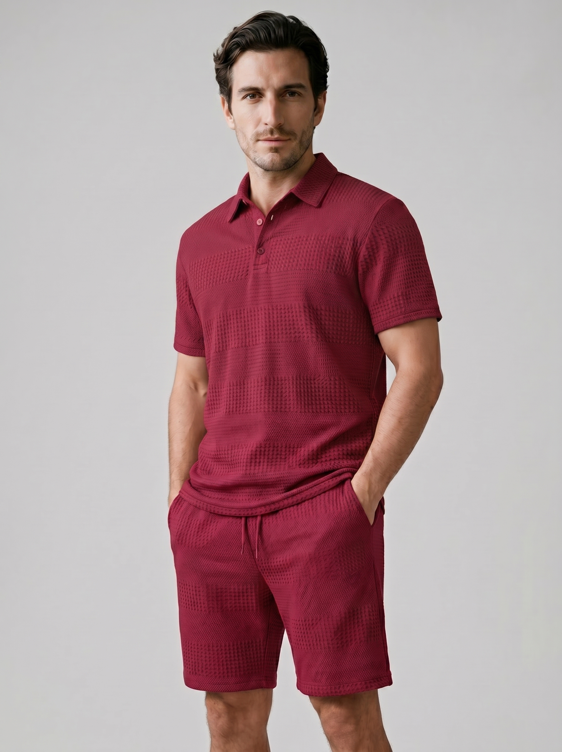 Koen | Poloshirt en shorts set voor heren - Rood