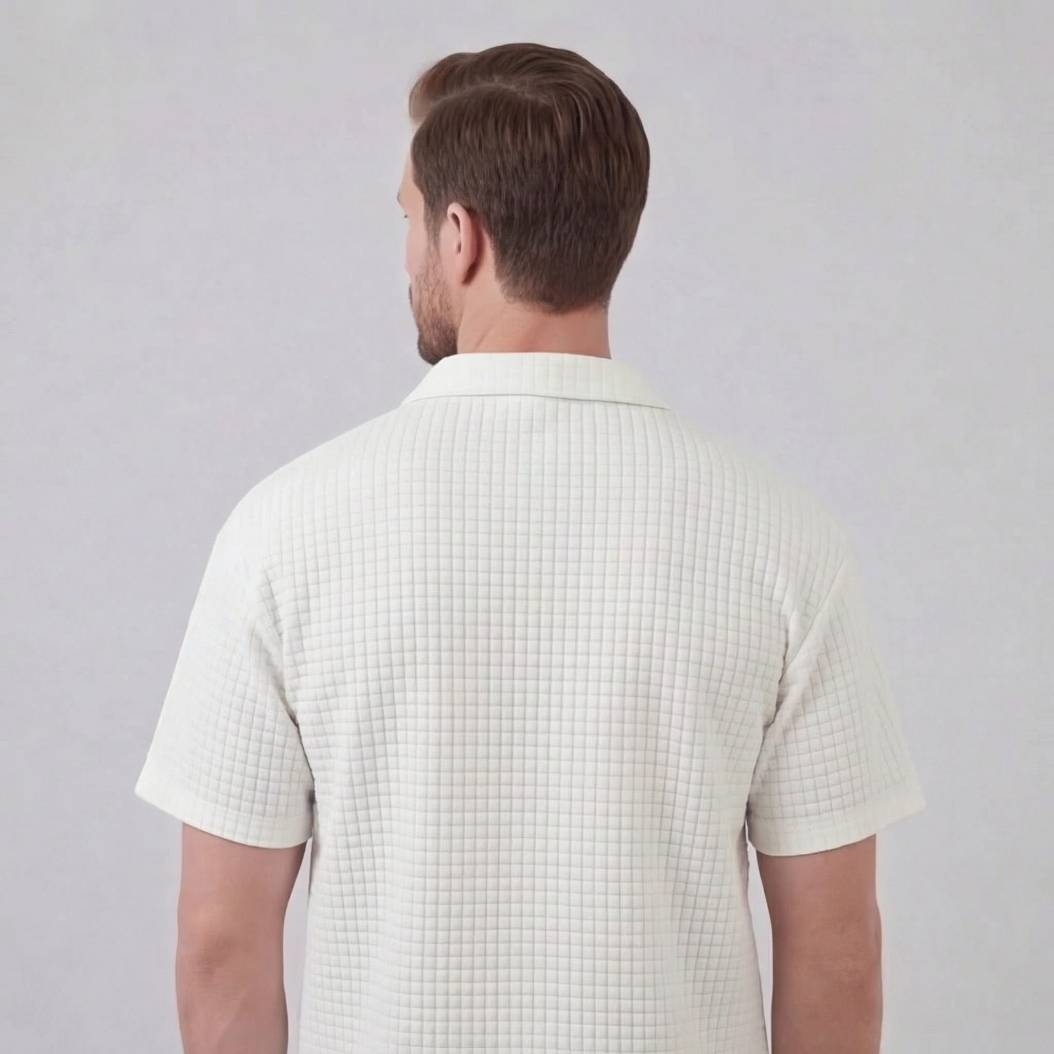 Koen | Wafelknit set voor heren met polo en korte broek - view 16