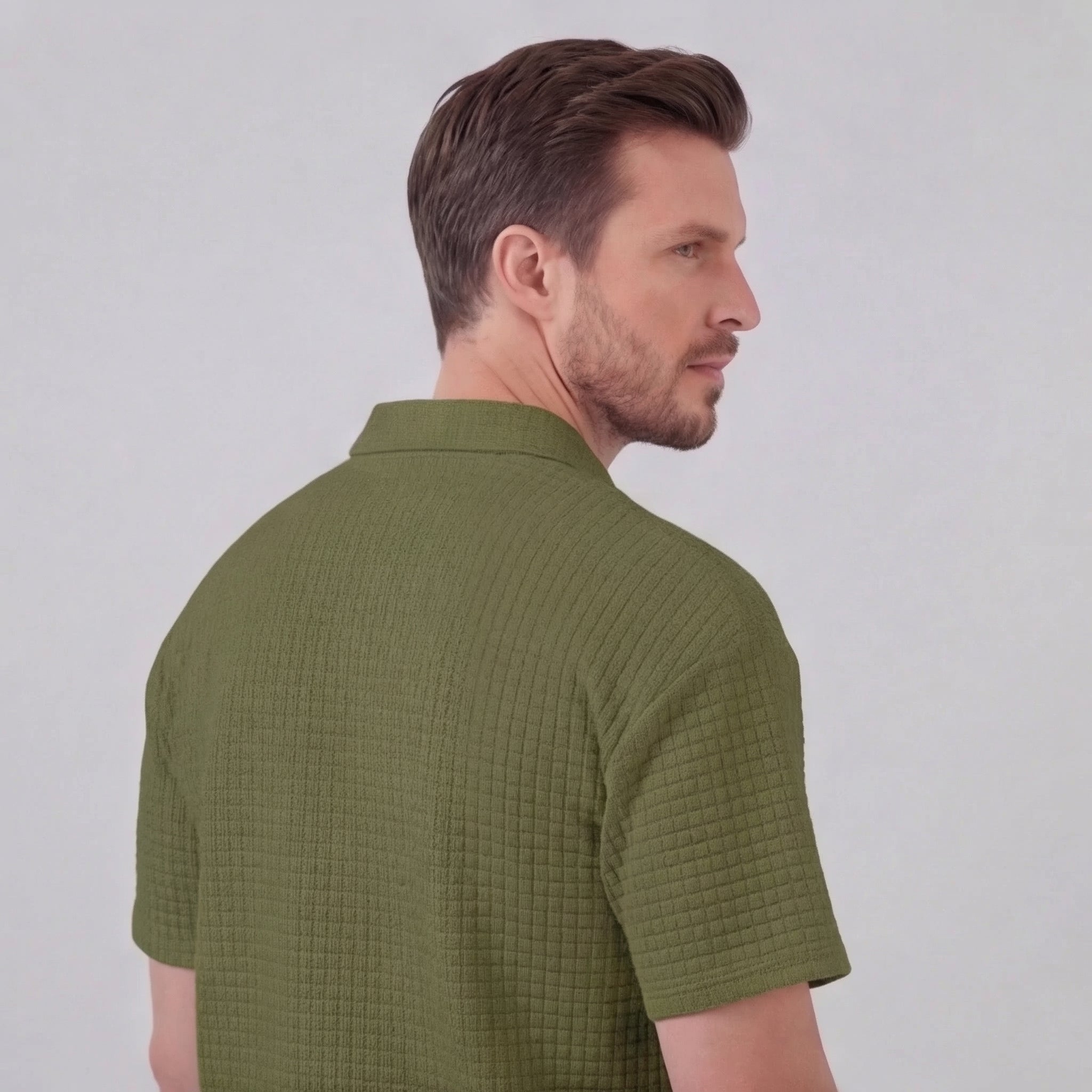 Koen | Wafelknit set voor heren met polo en korte broek - view 19
