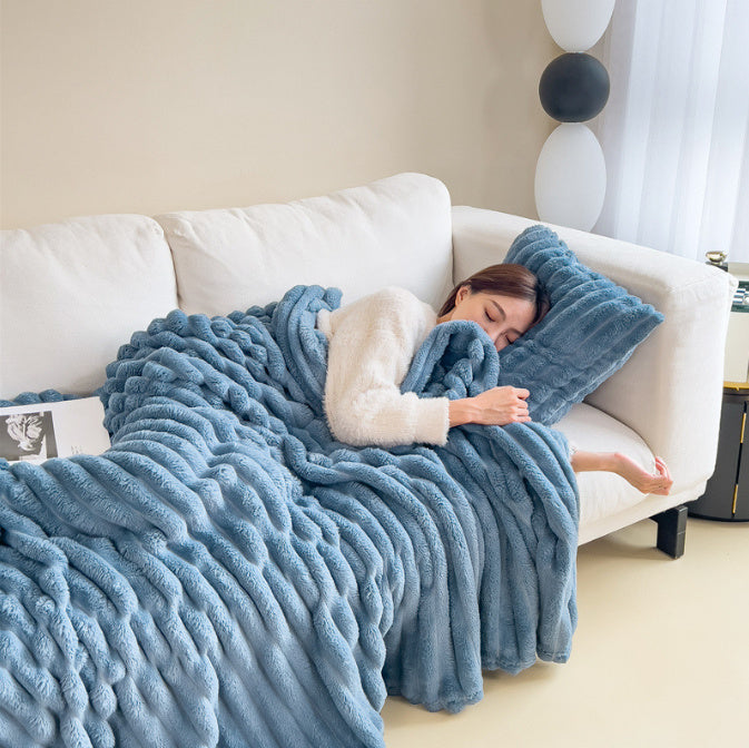 Lisa | Zachte fleece deken voor bank en bed - Blauw