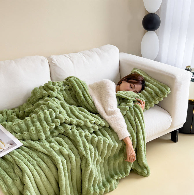 Lisa | Zachte fleece deken voor bank en bed - Lichtgroen