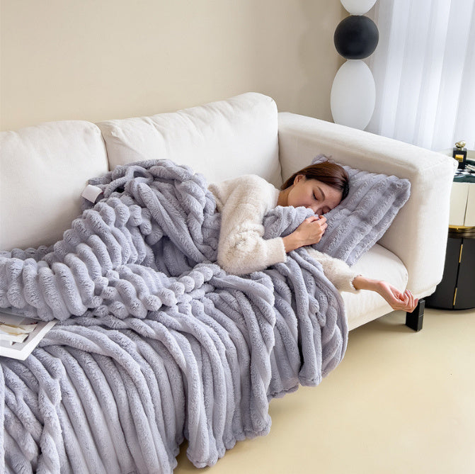 Lisa | Zachte fleece deken voor bank en bed - Paars