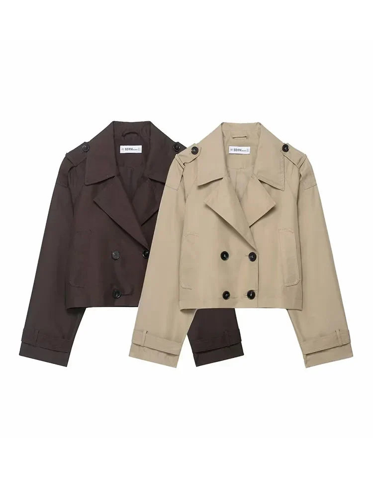 Liv | Korte dubbelrijs trenchcoat voor dames - view 3