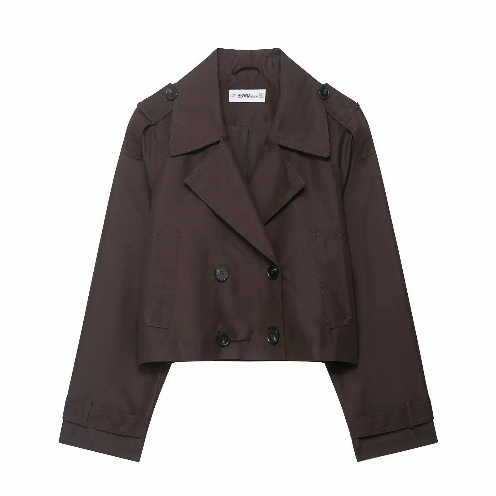 Liv | Korte dubbelrijs trenchcoat voor dames - Bruin