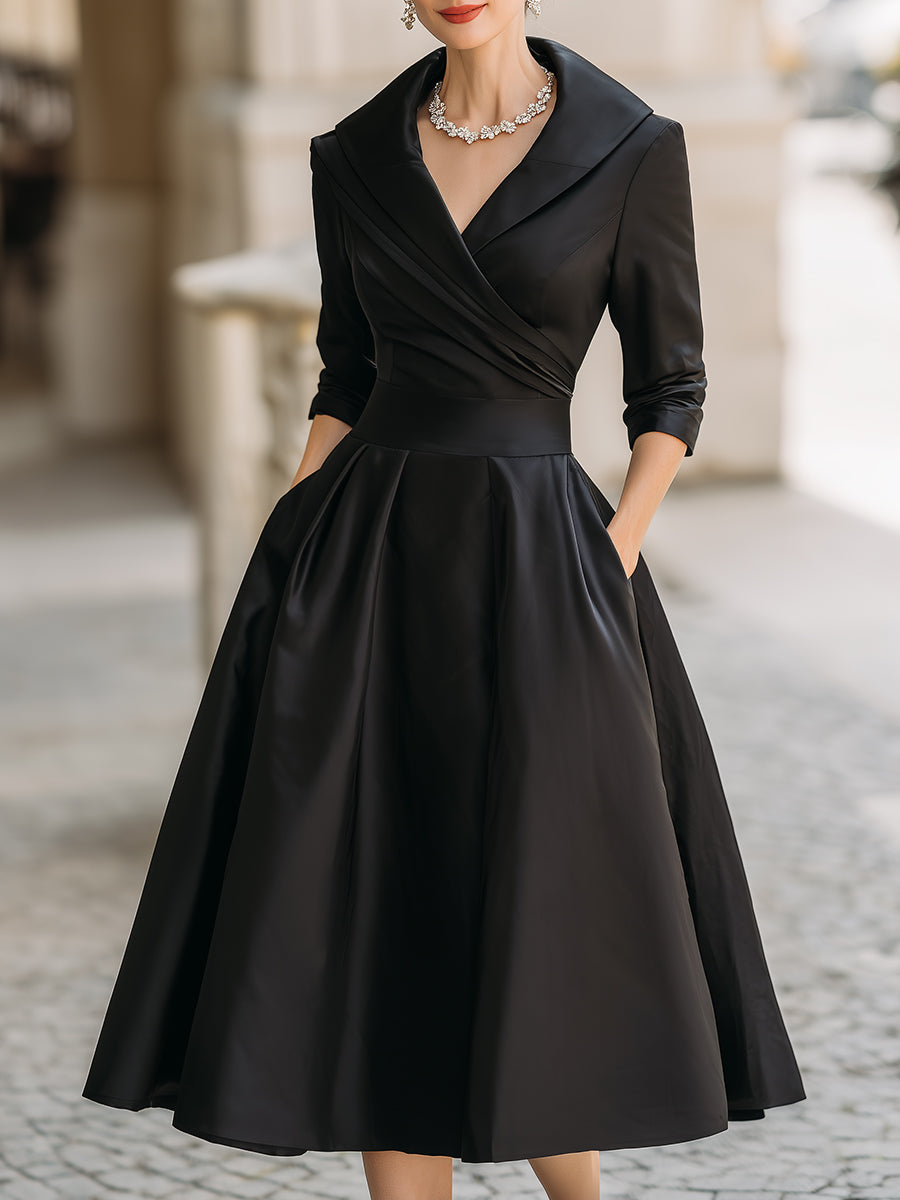 Loes | Elegante galajurk met V-hals - Zwart