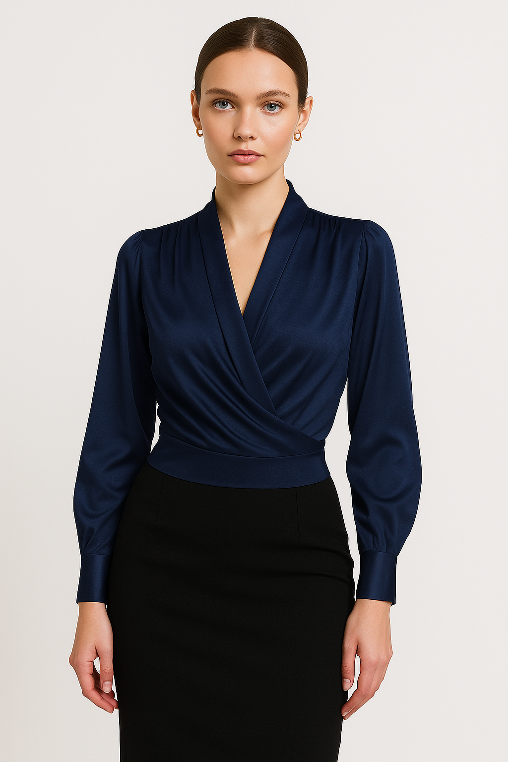 Loes | Satijnen wikkelblouse voor dames - foto 4