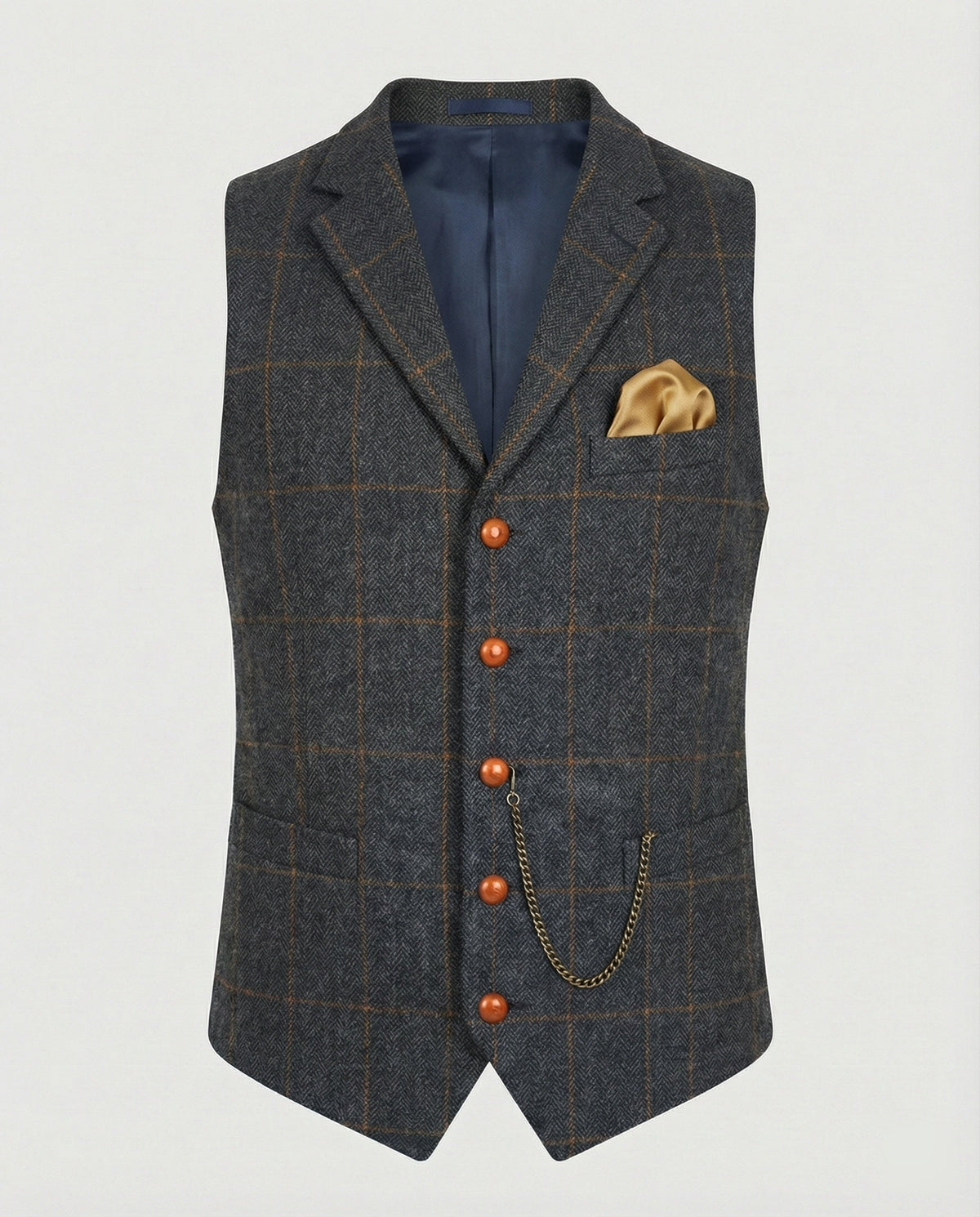 Luca | Geruit vintage gilet voor heren - Donkergrijs