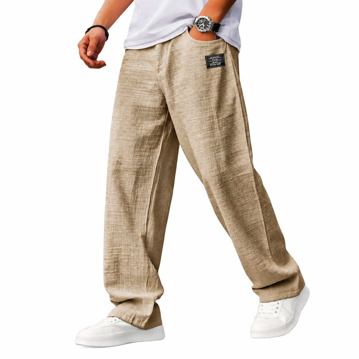 Luca | Wijde comfortbroek voor heren - Beige