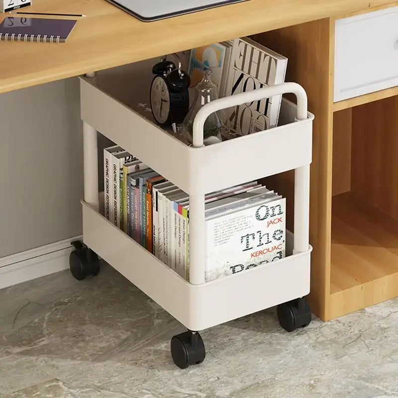 Lucas | Mobiele boekenwagen met 2 etages en wielen - Wit