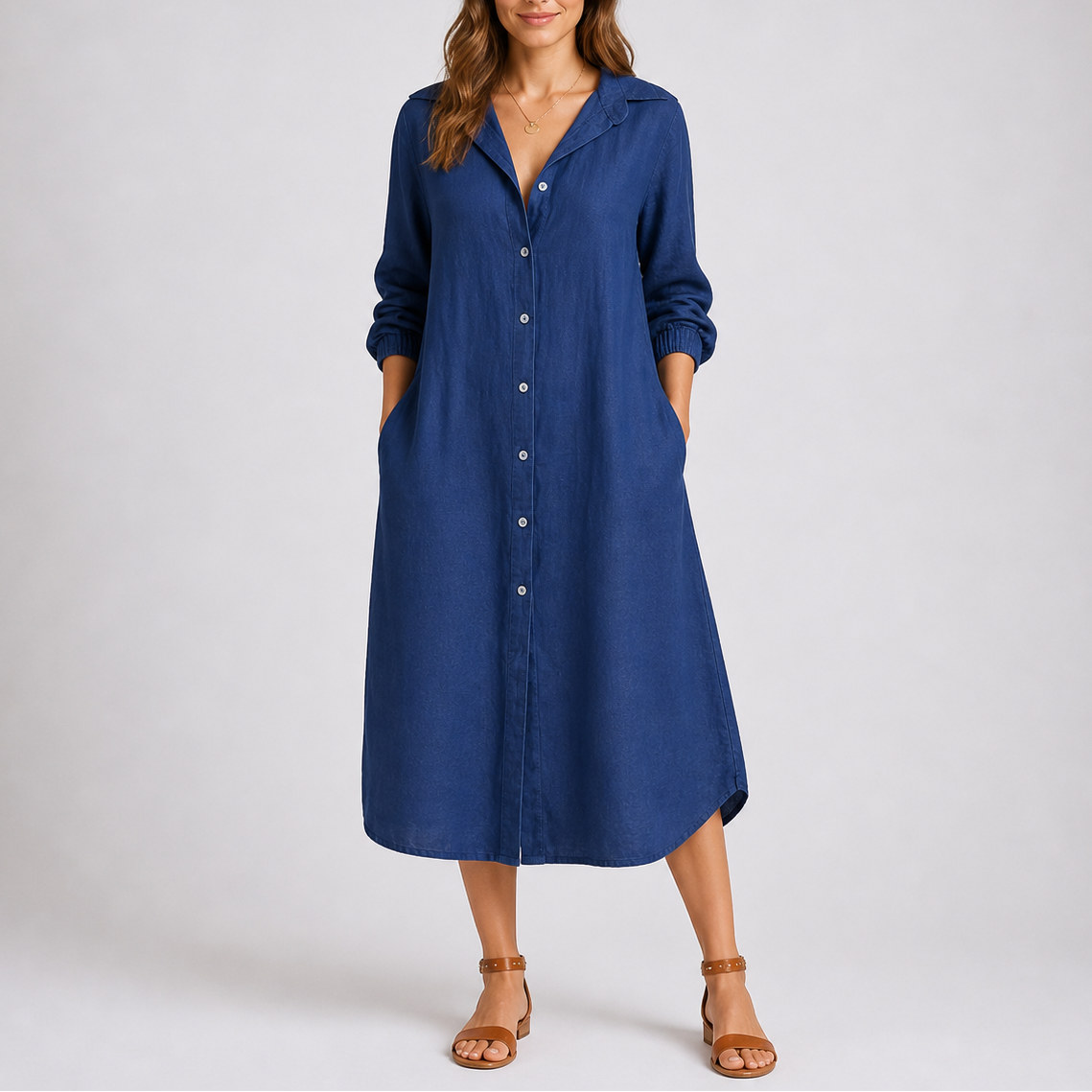 Lynn | Blousejurk voor dames met lange mouwen - Blauw