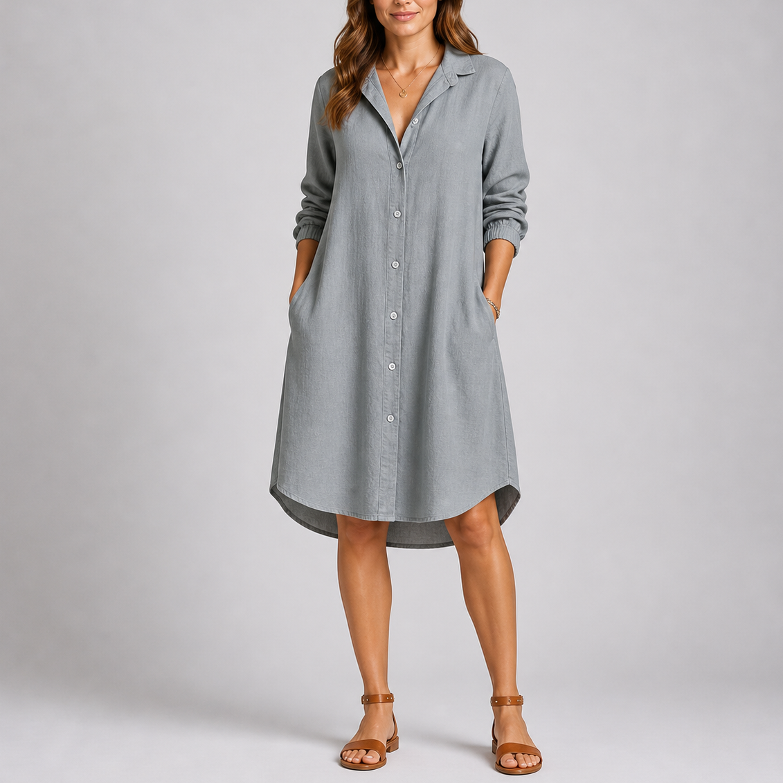 Lynn | Blousejurk voor dames met lange mouwen - Grijs