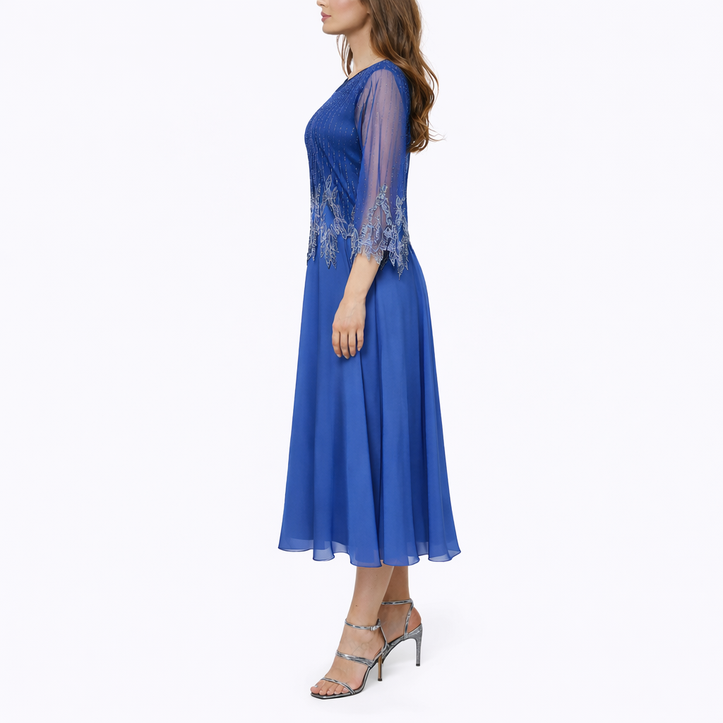 Maaike | Elegante midi jurk met doorschijnende mouwen - view 3