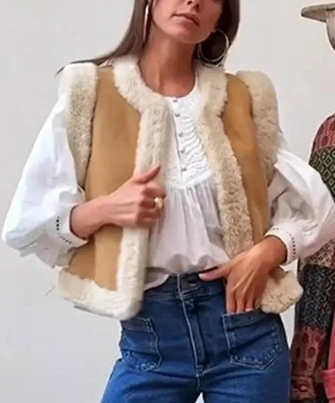 Sienna - Teddy Imitatiebont Gilet – Warme Bodywarmer