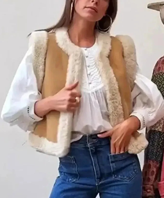 Sienna - Teddy Imitatiebont Gilet – Warme Bodywarmer
