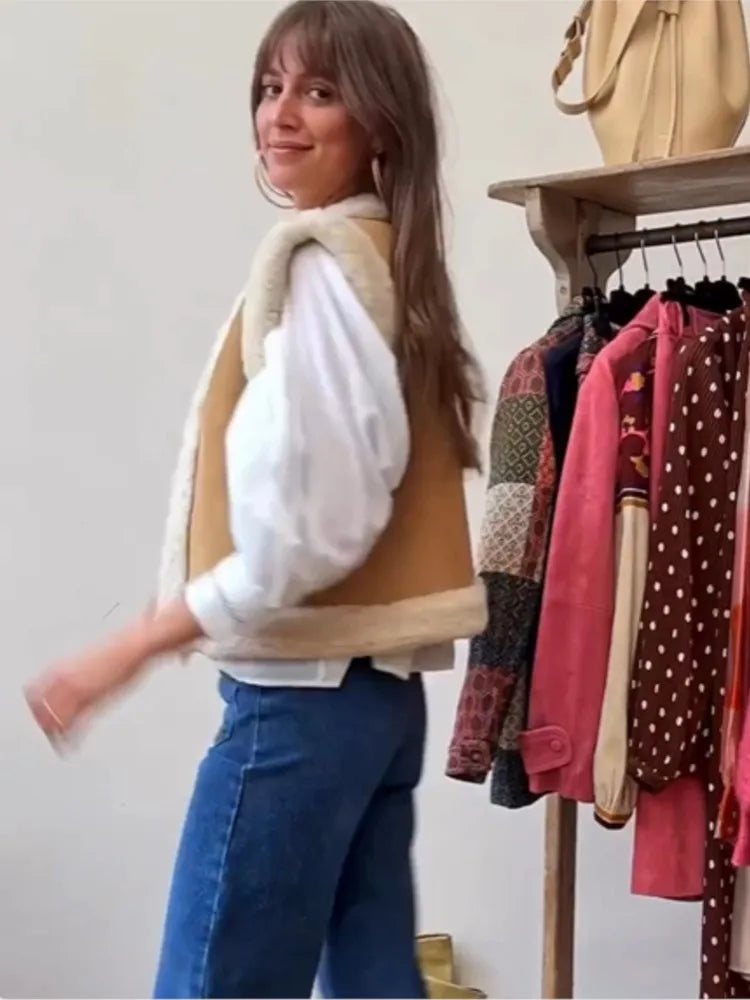 Sienna - Teddy Imitatiebont Gilet – Warme Bodywarmer