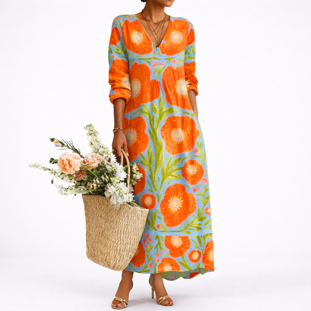 Marije | Maxi jurk met bloemen voor dames - Veelkleurig