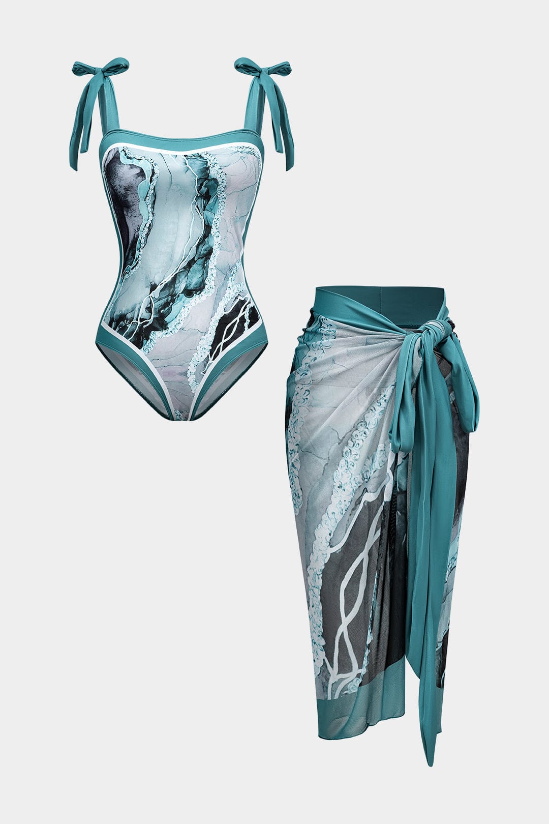 Maud | Badpak set met pareo voor dames - Blauw