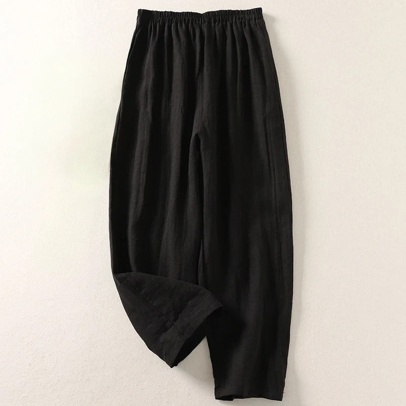 Maud | Wijde broek voor dames met hoge taille - Zwart