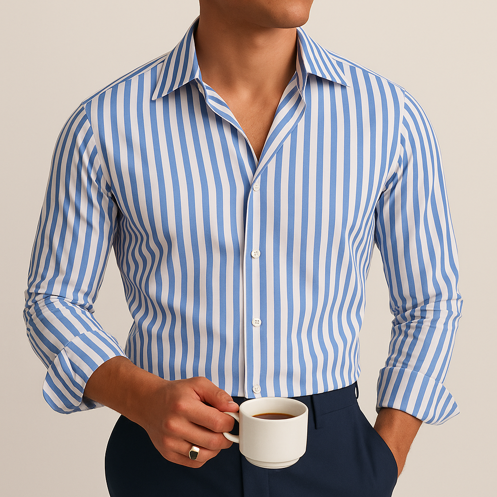 Max | Gestreept overhemd voor heren, slim fit - Blauw