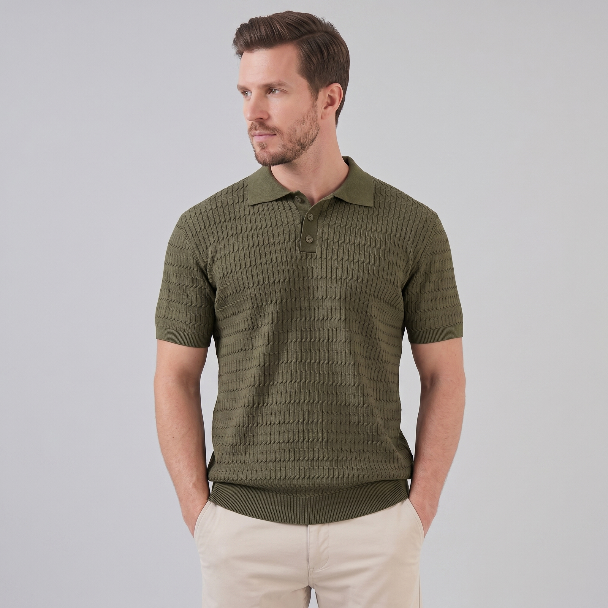 Mees | Gebreide polo voor heren, slim fit - view 11