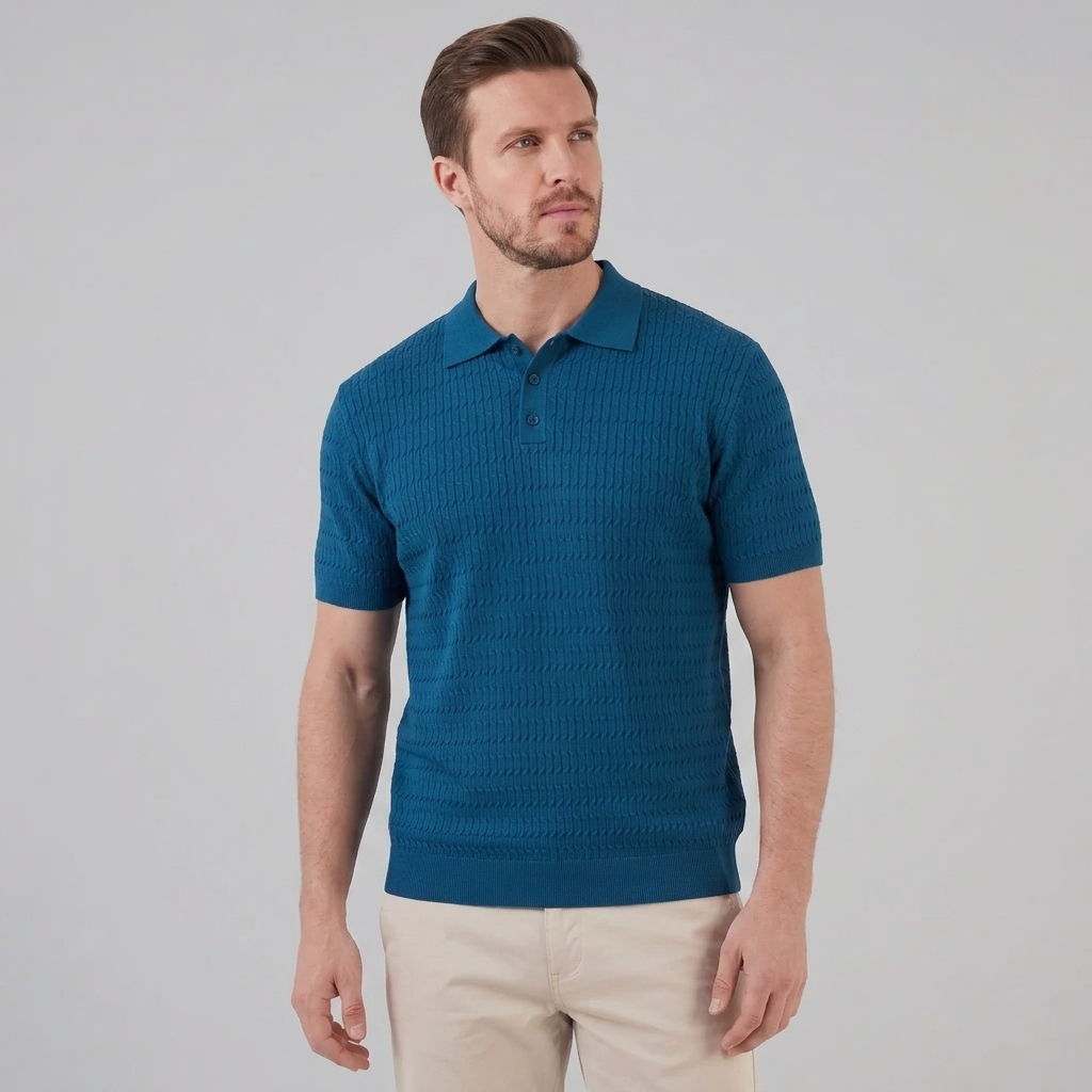 Mees | Gebreide polo voor heren, slim fit - view 8