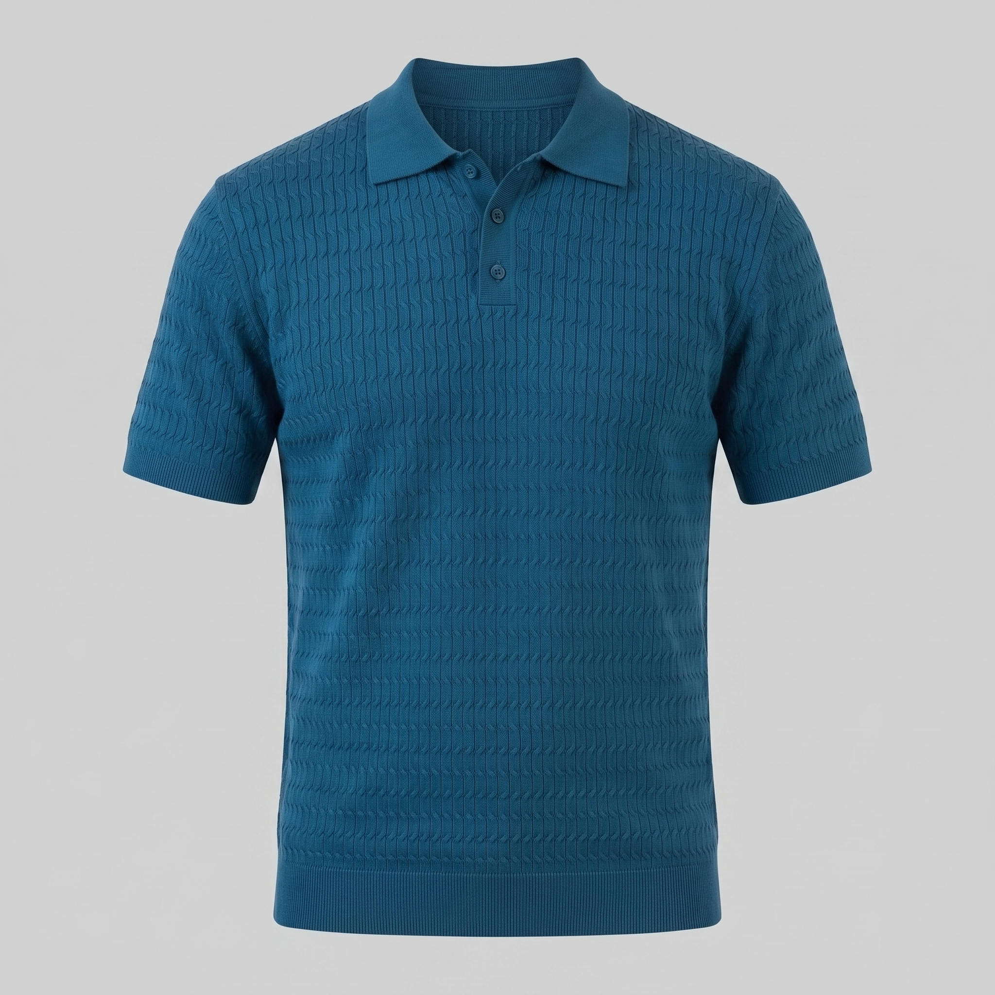 Mees | Gebreide polo voor heren, slim fit - Beige