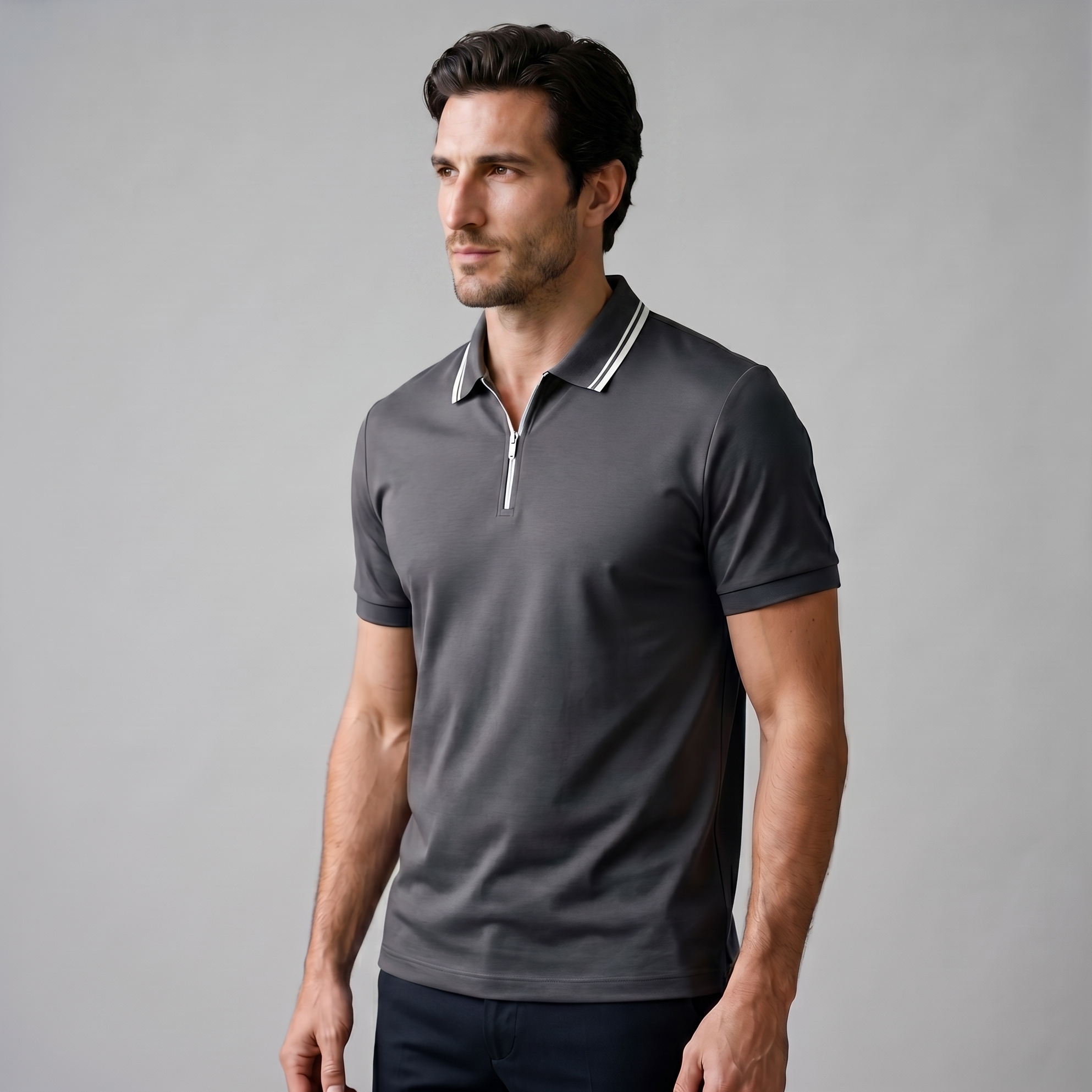 Mees | Poloshirt heren met korte mouw en rits - view 10