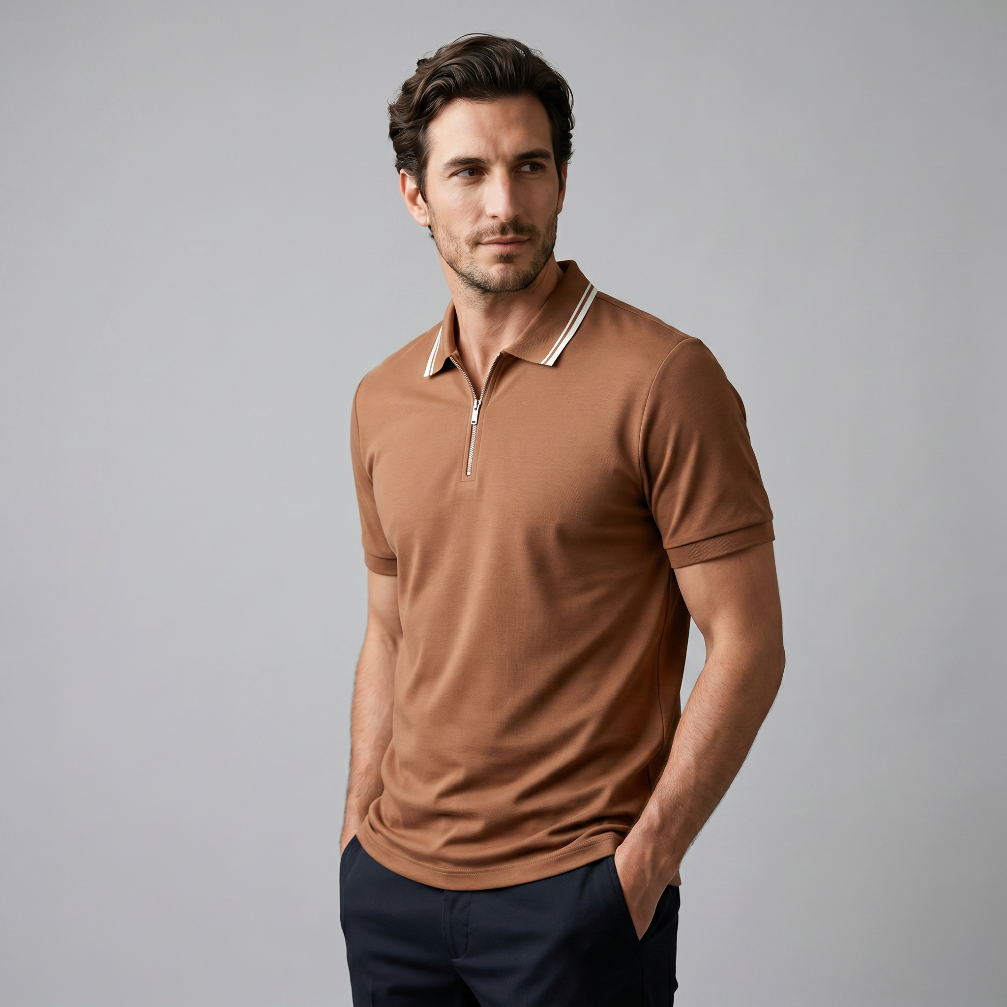 Mees | Poloshirt heren met korte mouw en rits - view 13
