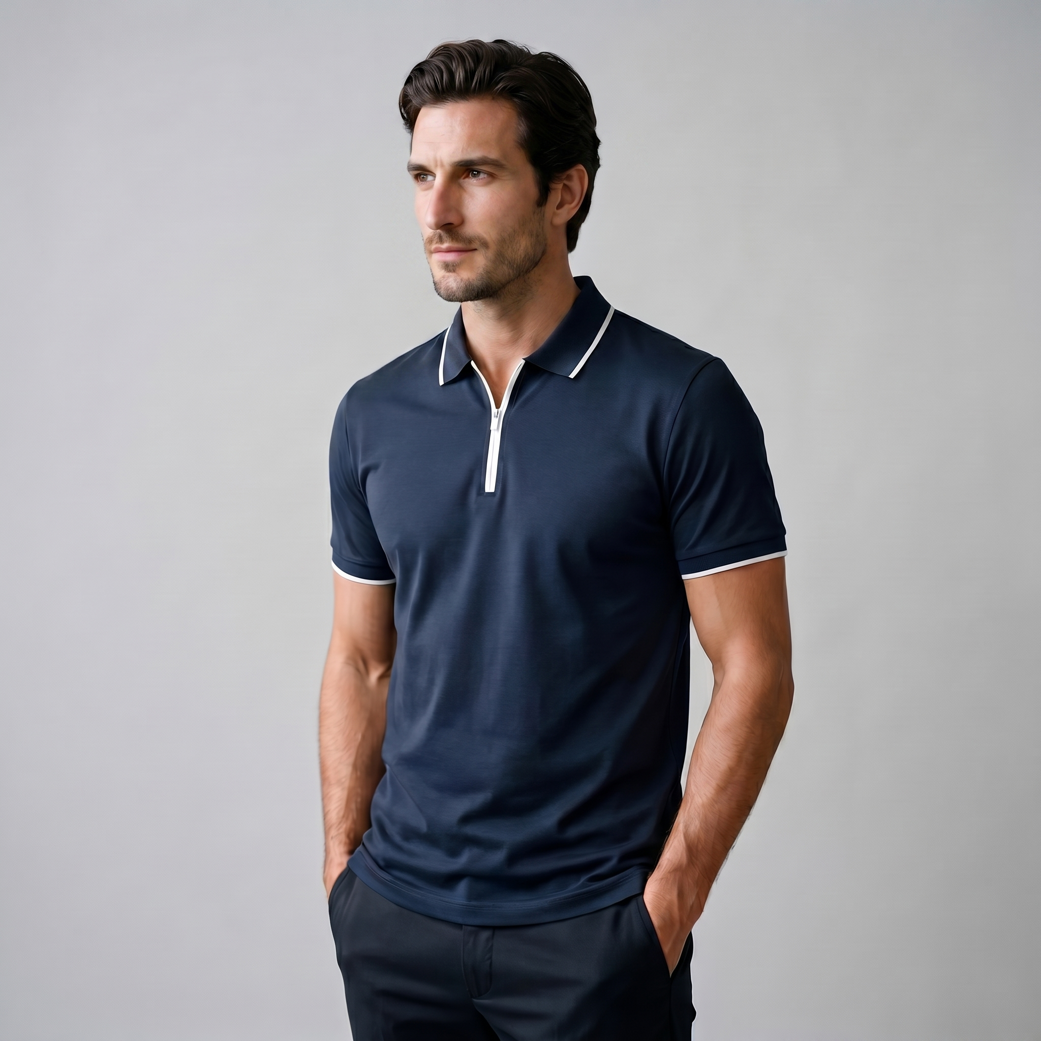 Mees | Poloshirt heren met korte mouw en rits - view 17