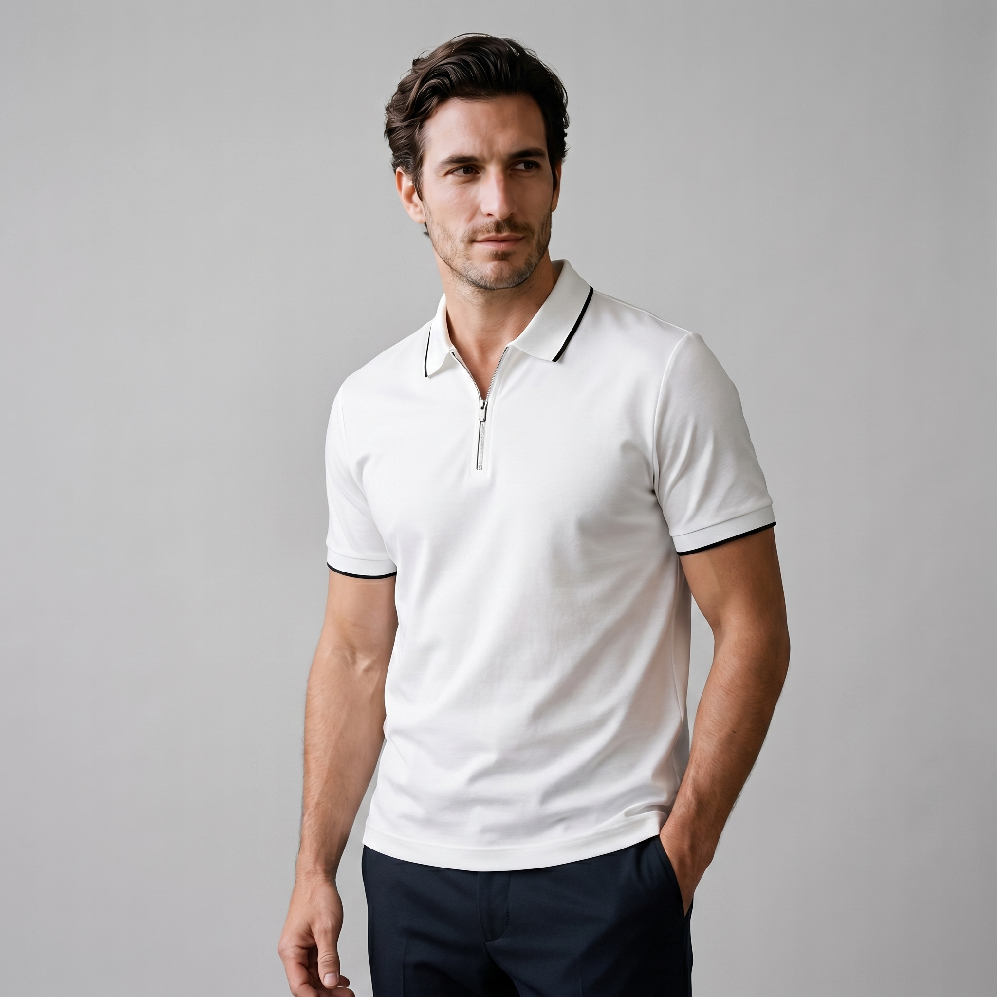 Mees | Poloshirt heren met korte mouw en rits - view 5