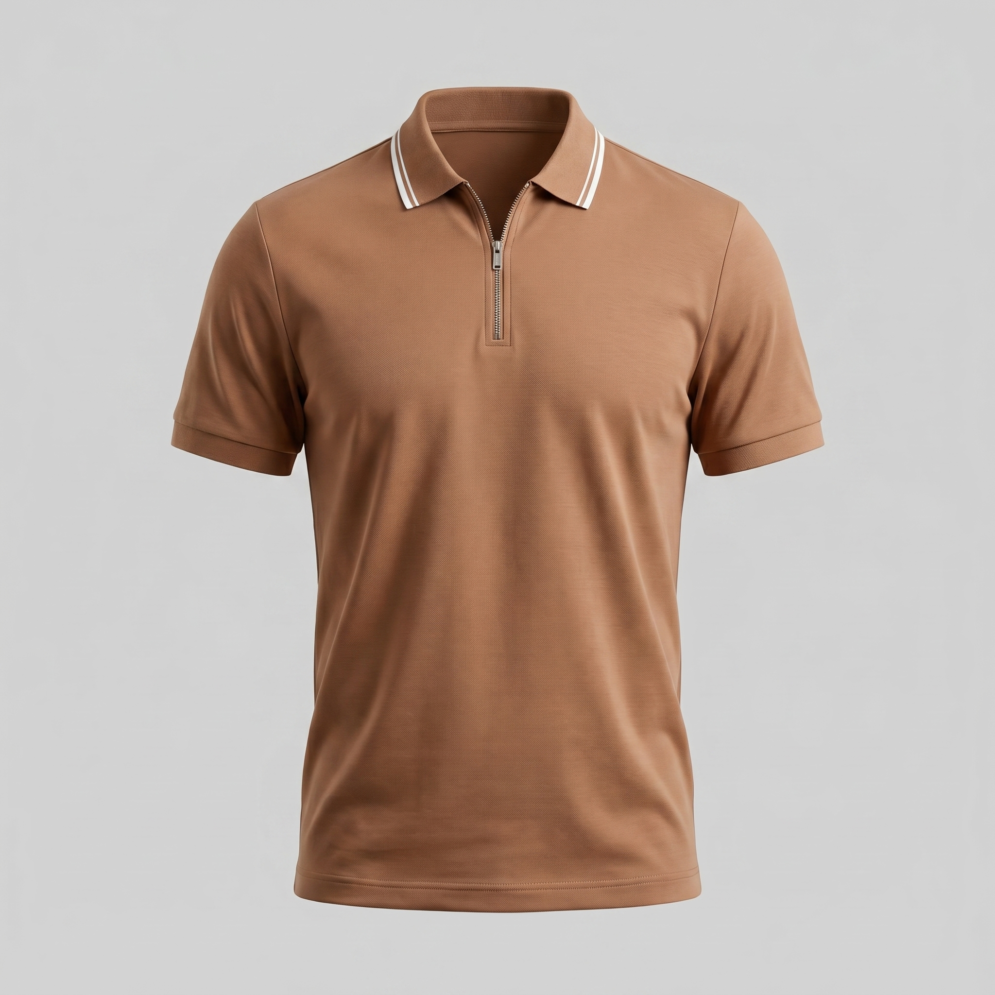 Mees | Poloshirt heren met korte mouw en rits - Oranje