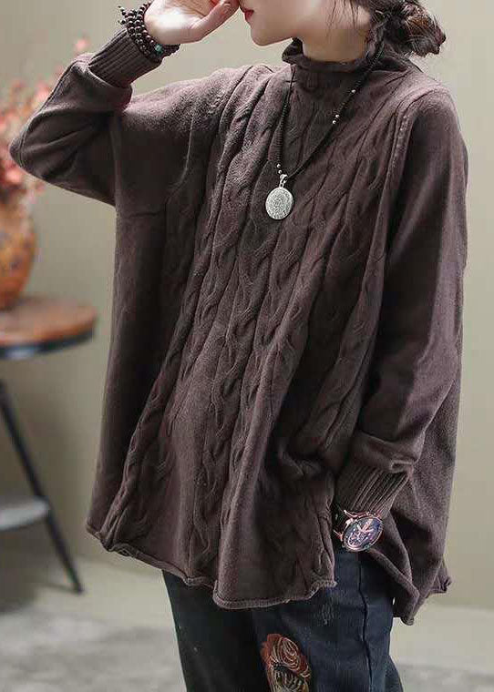 Melanie | Oversized gebreide coltrui voor dames - Koffie