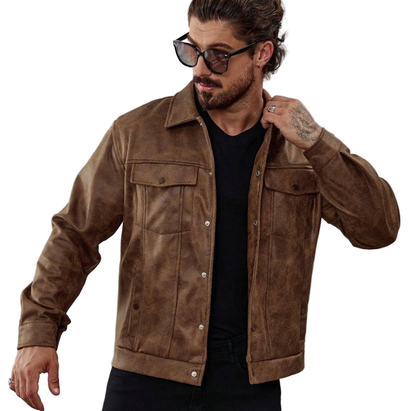 Premium waterafstotende leren jas voor heren – Klassieke slanke jas