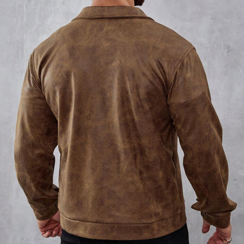 Veste en cuir premium déperlante pour hommes – veste slim classique