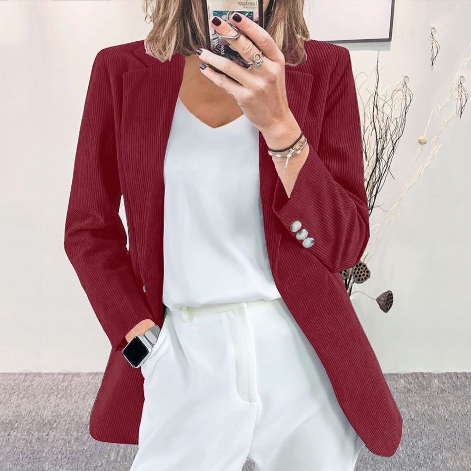 Mette | Corduroy blazer voor dames in roestbruin - Bordeauxrood