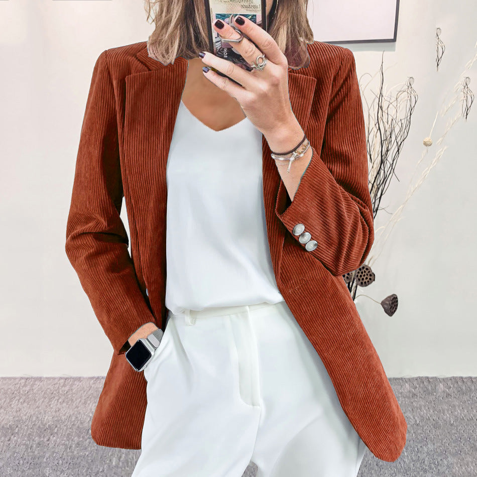 Mette | Corduroy blazer voor dames in roestbruin - Camel