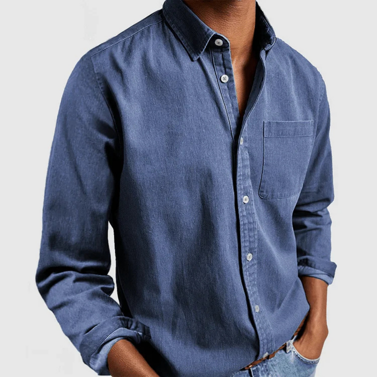 Michiel | Herenoverhemd met lange mouwen in bordeaux - Blauw